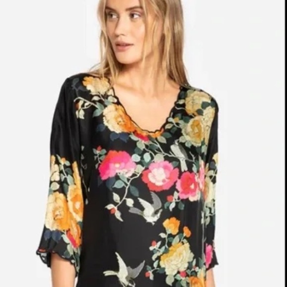 Johnny Was - Charlotte Rose Scalloped Silk Tunic - XL - Picture 10 of 16